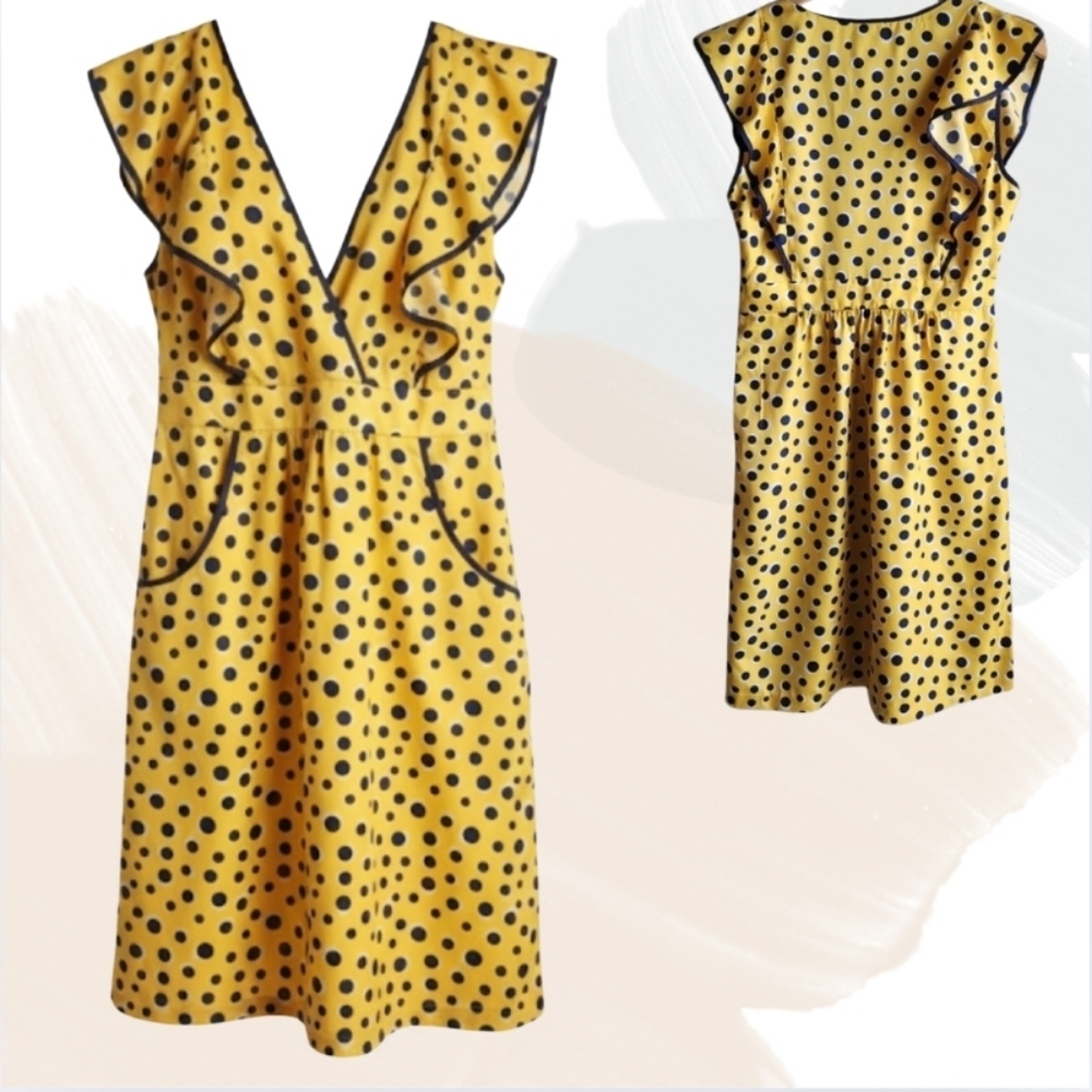 Hi There by Karen Walker Yellow Polka Dot Wrap Dress - Size 8‎ NWT